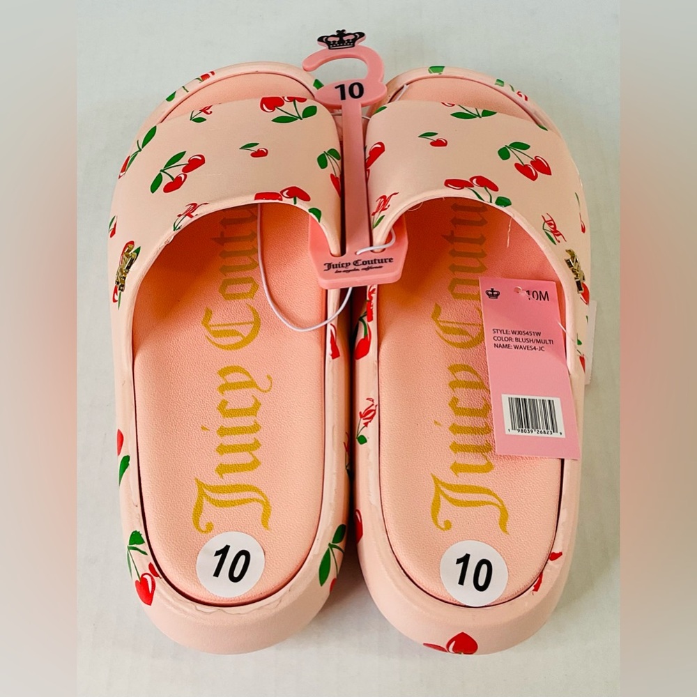Juicy Couture Cherry Print Slides - Pink